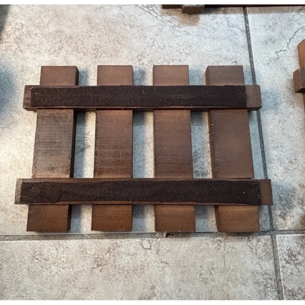 Vintage Handmade Wood Trivets Set of 3 Slatted Hot Pads Rustic Tongue Groove